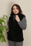 RENKTE GENİŞ KESİM SİYAH PELUŞ YELEK