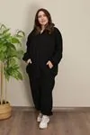 RENKTE BATTAL ÜÇ İPLİK ŞARDONLU FERMUARLI SİYAH TAKIM