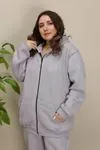 RENKTE BATTAL ÜÇ İPLİK ŞARDONLU FERMUARLI GRİ TAKIM