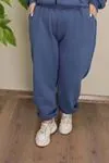 RENKTE BATTAL ÜÇ İPLİK ŞARDONLU FERMUARLI İNDİGO TAKIM