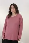 RENKTE ÖNÜ TAŞ İŞLEMELİ UZUN KOL PUDRA PEMBE BLUZ