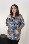 RENKTE DESENLİ UZUN KOL ESNEK PENYE BLUZ
