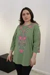 RENKTE BÜYÜK BEDEN OTANTİK HAKİ BLUZ