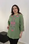 RENKTE BÜYÜK BEDEN OTANTİK HAKİ BLUZ