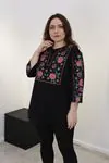 RENKTE BÜYÜK BEDEN OTANTİK SİYAH BLUZ