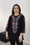 RENKTE BÜYÜK BEDEN OTANTİK SİYAH BLUZ
