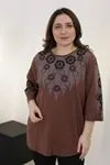 RENKTE BÜYÜK BEDEN OTANTİK KAHVERENGİ BLUZ