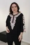 RENKTE BÜYÜK BEDEN OTANTİK SİYAH BLUZ