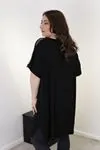 RENKTE BATTAL STANDART OMUZLARI TÜLLÜ SİYAH TUNİK & BLUZ