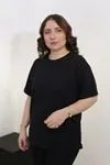 RENKTE PAMUKLU SİYAH BASİC TSHİRT