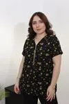 RENKTE BÜYÜK BEDEN FERMUARLI DOKUMA DESENLİ BLUZ