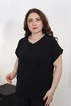 RENKTE V YAKA AYROBİN SİYAH BLUZ