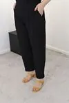 RENKTE BATTAL BURGULU DUBLE SİYAH PANTOLON