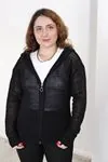 RENKTE ÖRGÜLÜ MEVSİMLİK KAPŞONLU TRİKO SİYAH HIRKA