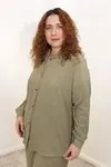 RENKTE BÜYÜK BEDEN YEŞİL GÖMLEK PANTOLON TAKIMI