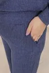 RENKTE BÜYÜK BEDEN İNDİGO GÖMLEK PANTOLON TAKIMI