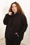 RENKTE BATTAL ÜÇ İPLİK ŞARDONLU CEPLİ SİYAH EŞOFMAN TAKIMI