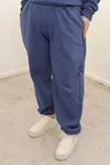 RENKTE BATTAL ÜÇ İPLİK ŞARDONLU CEPLİ İNDİGO EŞOFMAN TAKIMI