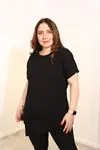 RENKTE BÜYÜK BEDEN ASİMETRİK SİYAH BLUZ