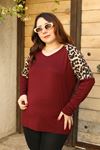 RENKTE KOLLARI LEOPAR DESEN BORDO BLUZ
