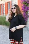 RENKTE BATTAL ÖZEL ÜRETİM V YAKA SİYAH TSHİRT