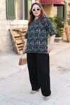 RENKTE ÖZEL ÜRETİM ÜST DESENLİ ALT SİYAH BATTAL TAKIM