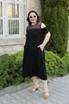 RENKTE BÜYÜK BEDEN FİLE VE TAŞ DETAYLI OMUZ AÇIK ELBİSE
