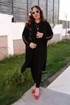 RENKTE BÜYÜK BEDEN ŞERİT DETAY SİYAH CEKET