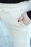 RENKTE BÜYÜK BEDEN BOL PAÇA KREM TENSEL GABARDİN PANTOLON