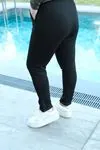 RENKTE BÜYÜK BEDEN DUBLE PAÇA SİYAH PANTOLON