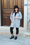 RENKTE BÜYÜK BEDEN GRİ CEPLİ HIRKA & CEKET