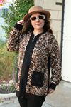RENKTE BÜYÜK BEDEN LEOPAR DESEN PAYETLİ CEKET