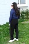 RENKTE BİYELİ BÜYÜK BEDEN SİYAH EŞOFMAN ALTI