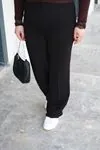 RENKTE ÇİFT DÜĞMELİ TOPARLAYICI ESNEK SİYAH PANTOLON