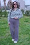 RENKTE TOPARLAYICI YÜKSEK BEL FÜME PANTOLON