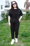 RENKTE DUBLE PAÇA CEPLİ SİYAH ESNEK PANTOLON