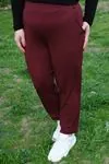 RENKTE DUBLE PAÇA CEPLİ BORDO ESNEK PANTOLON