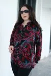 RENKTE BÜYÜK BEDEN DESENLİ DÜĞMELİ ESNEK GÖMLEK&BLUZ