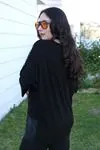 RENKTE BÜYÜK BEDEN FİLE DETAY SİYAH TUNİK