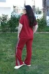 RENKTE BÜYÜK BEDEN SİM ŞERİTLİ BORDO İKİLİ TAKIM