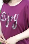 RENKTE BÜYÜK BEDEN ENJOY PULLU NAKIŞLI MOR BLUZ
