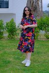 RENKTE DESENLİ BATTAL BEDEN PAMUKLU ESNEK ELBİSE