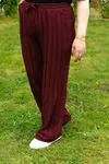 RENKTE BATTAL BEDEN BORDO DOKULU TREND PANTOLON