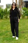 RENKTE BÜYÜK BEDEN SİYAH KETEN BOL PAÇA PANTOLON