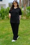 RENKTE GENİŞ KESİM DANTELLİ SİYAH MODAL TAKIM