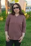 RENKTE KAHVE KAPRİ KOL ESNEK PENYE BLUZ