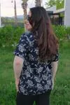 RENKTE DESENLİ KISA KOL ESNEK PENYE BLUZ