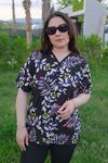 RENKTE DESENLİ KISA KOL ESNEK PENYE BLUZ