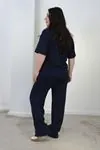 RENKTE BÜYÜK BEDEN PREMİUM TAŞLI LACİVERT TAKIM