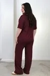 RENKTE BÜYÜK BEDEN PREMİUM TAŞLI BORDO TAKIM